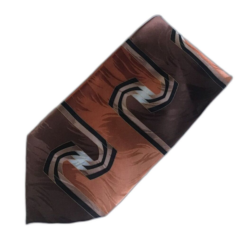 Dino Magin By Fair Orange Geometric Silk Tie 4 Inches Handmade Elegant Business
